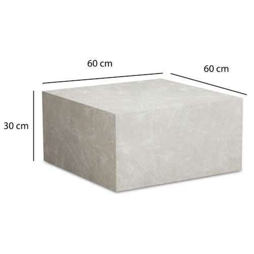Couchtisch MONOBLOC 60x60x30 cm in Stein-Optik Sandfarben Design Wohnzimmertisch Cube Quadratisch – Bild 4