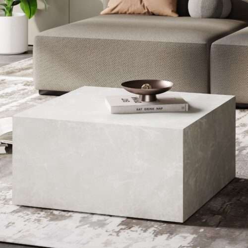 Couchtisch MONOBLOC 60x60x30 cm in Stein-Optik Sandfarben Design Wohnzimmertisch Cube Quadratisch – Bild 2