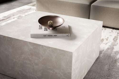 Couchtisch MONOBLOC 60x60x30 cm in Stein-Optik Sandfarben Design Wohnzimmertisch Cube Quadratisch – Bild 6