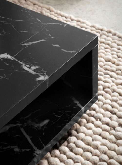 Couchtisch 100x50x25 cm Schwarz Sofatisch in Marmor-Optik Modern Design Wohnzimmertisch Rechteckig – Bild 6