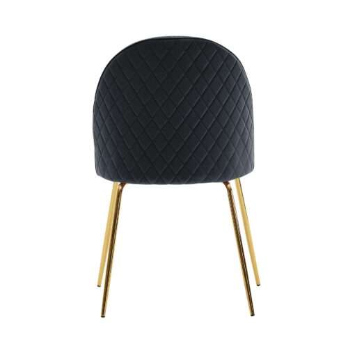 Design Esszimmerstuhl 2er Set Samt Schwarz Gepolstert Küchenstuhl Stoff mit goldenen Beinen – Bild 6