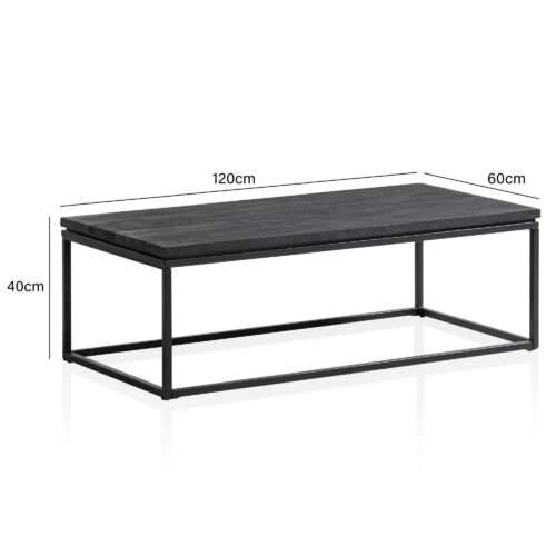 Couchtisch 120x60x40 cm Mango Massivholz / Metall Schwarz Sofatisch Rechteckig – Bild 4