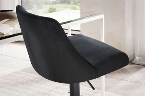 Barhocker Samt Schwarz Hocker mit Lehne 86 - 106 cm Küchenhocker Höhenverstellbar Modern 100 kg – Bild 6