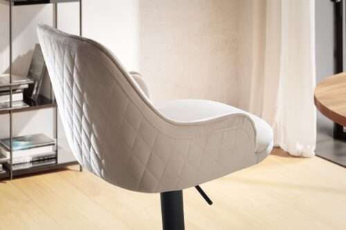 Barhocker Samt Beige Hocker mit Lehne 86 - 106 cm Küchenhocker Höhenverstellbar Modern 100 kg – Bild 6