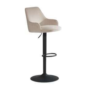 Barhocker Samt Beige Hocker mit Lehne 86 - 106 cm