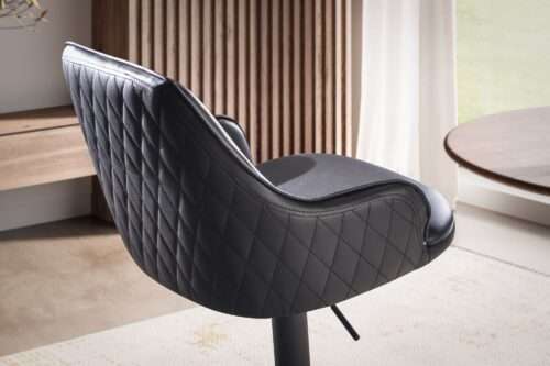 Barhocker Kunstleder Schwarz Hocker mit Lehne 86 - 106 cm Küchenhocker Höhenverstellbar Modern 100 kg – Bild 6