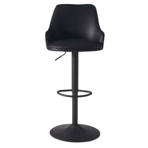 Barhocker Kunstleder Schwarz Hocker mit Lehne 86 - 106 cm Küchenhocker Höhenverstellbar Modern 100 kg – Bild 7