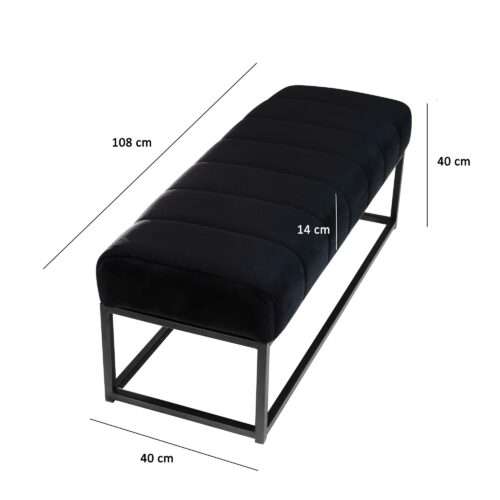 Sitzbank Samt Schwarz 108x40x40 cm Flur Polsterbank mit Metallgestell Design Bettbank Schlafzimmer – Bild 4