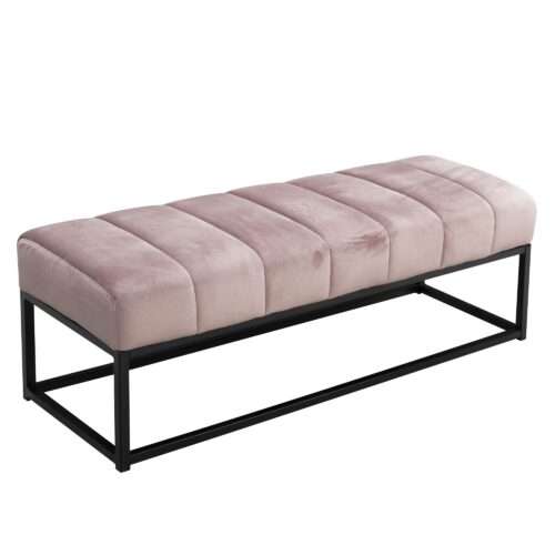 Sitzbank Samt Rosa 108x40x40 cm Flur Polsterbank mit Metallgestell Design Bettbank – Bild 7