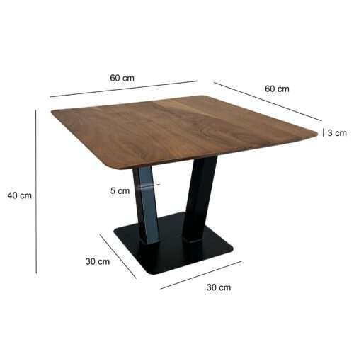 Couchtisch 60x60x40 cm Akazie Massivholz Metall Sofatisch Quadratisch – Bild 4