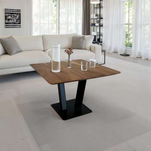 Couchtisch 60x60x40 cm Akazie Massivholz Metall Sofatisch Quadratisch – Bild 3