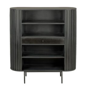 Bücherregal Massivholz Mango 105x122 cm Lamellen Design Schwarz - Offenes Standregal