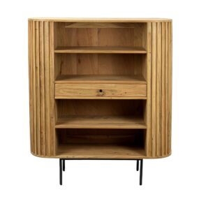 Bücherregal Massivholz Akazie 105x122 cm Lamellen Design - Offenes Standregal