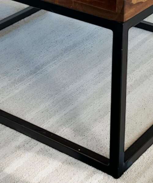 Couchtisch 60x60x40 cm Sheesham Massivholz / Metall Sofatisch Eckig – Bild 6