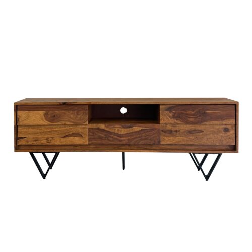 TV Lowboard Sheesham Massivholz 160 cm Fernsehtisch mit Türen Schublade