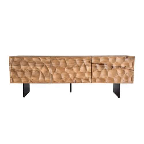 Lowboard Akazie Massivholz 160x56x37 cm TV-Kommode mit drei Türen – Bild 7