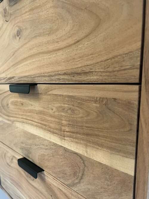 Sideboard 175x76x40 cm Akazie Massivholz Kommode mit Steinoptik – Bild 5