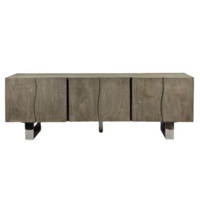 Lowboard Akazie Massivholz Smoked Grey 160x56x46 cm TV-Kommode mit drei