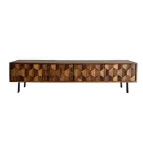 Lowboard Sheesham Massivholz 160 cm TV-Board mit 3D Fronten 4