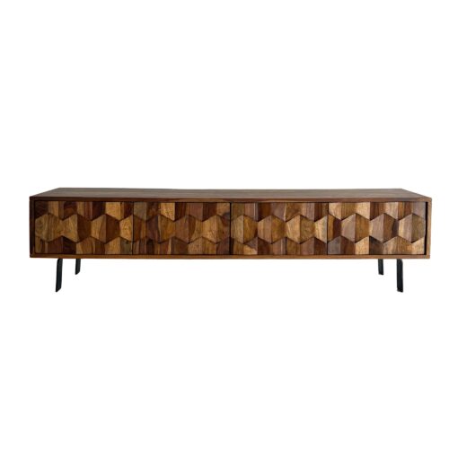 Lowboard Sheesham Massivholz 160 cm TV-Board mit 3D Fronten 4