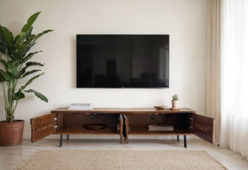 Lowboard Sheesham Massivholz 160 cm TV-Board mit 3D Fronten – Bild 5