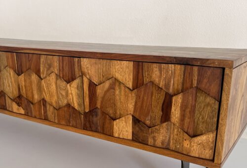 Lowboard Sheesham Massivholz 160 cm TV-Board mit 3D Fronten – Bild 6