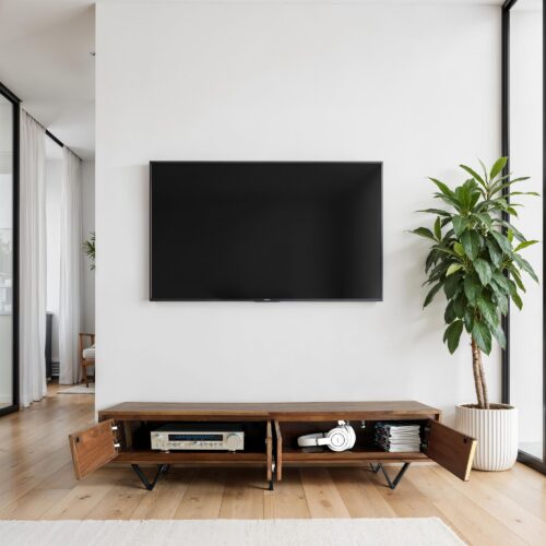 Lowboard Sheesham Massivholz 160 cm TV Board Steinoptik – Bild 5