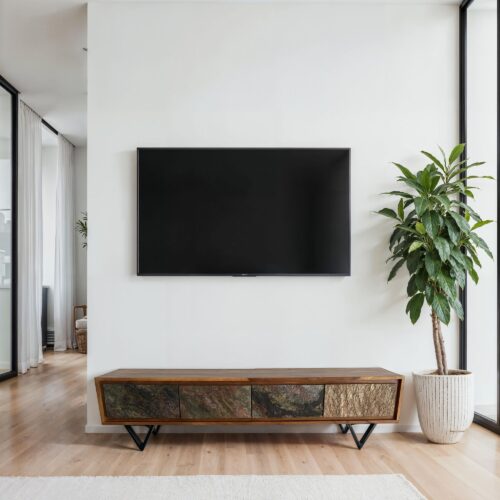 Lowboard Sheesham Massivholz 160 cm TV Board Steinoptik – Bild 3