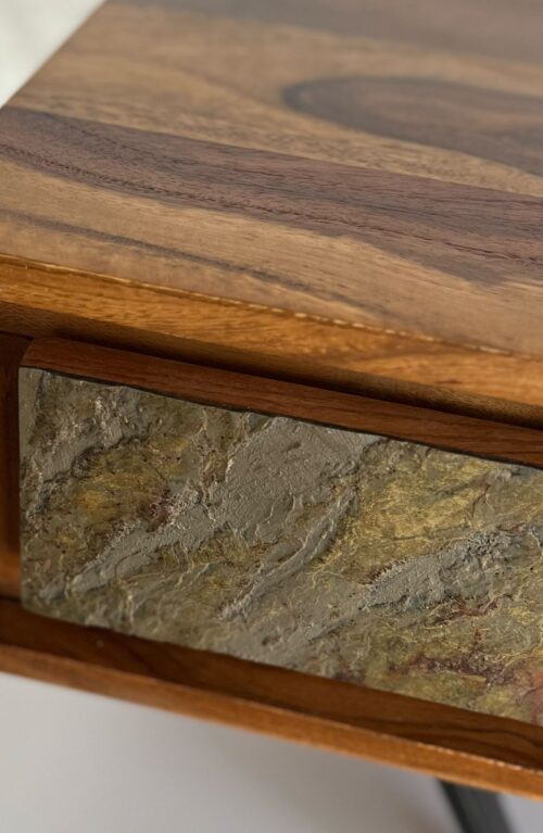 Couchtisch Sheesham Massivholz 115 cm Sofatisch mit 2 Schubladen – Bild 6