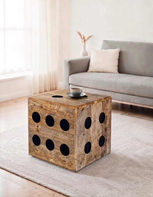 Würfelhocker Mango Massivholz 41x41x41 cm Design Sitzwürfel – Bild 3