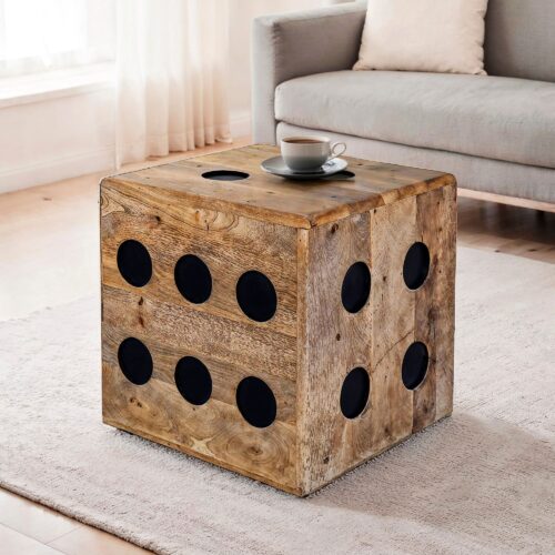 Würfelhocker Mango Massivholz 41x41x41 cm Design Sitzwürfel – Bild 2