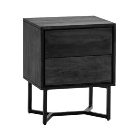 Nachttisch Akazie Massivholz 45x40x57 cm Nachtschrank Boxspringbett Nachtkonsole Schwarz Modern