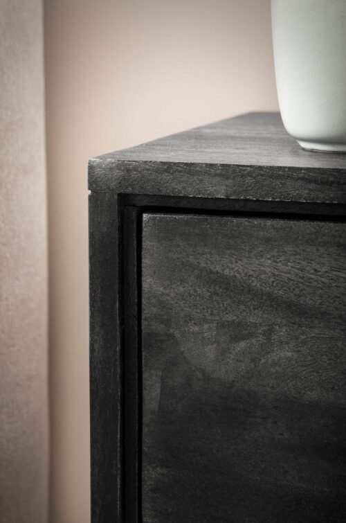 Nachttisch Akazie Massivholz 45x40x57 cm Schwarz Modern – Bild 5