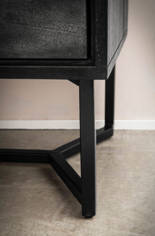 Nachttisch Akazie Massivholz 45x40x57 cm Schwarz Modern – Bild 6