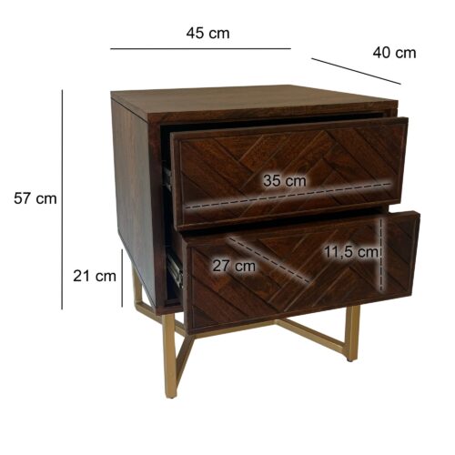 Nachttisch Akazie Massivholz 45x40x57 cm Nachtschrank Braun – Bild 4