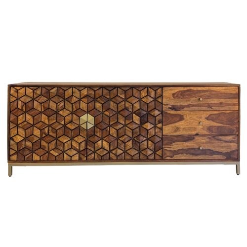 Sideboard Sheesham Massivholz 180 cm Anrichte mit 2 Türen – Bild 7