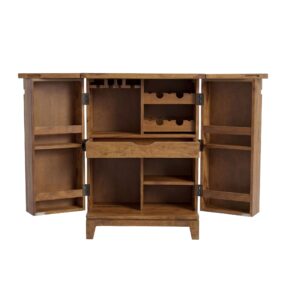 Hausbar Sheesham Massivholz - Barschrank 65 cm - Bar Möbel aufklappbar -
