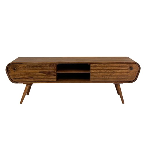 Lowboard Sheesham Massivholz 160 cm TV Board mit 2 Schubladen &
