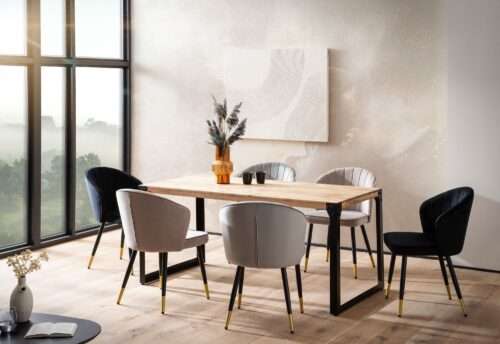 Esszimmertisch 120x60x76 cm Akazie Massivholz Metall Esstisch Industrial Küchentisch – Bild 3