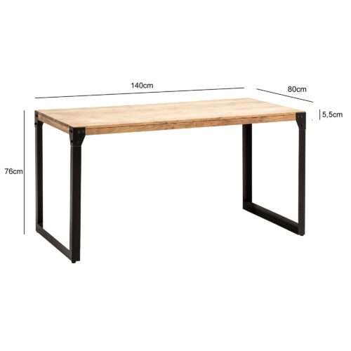 Esszimmertisch 140x80x76 cm Akazie Massivholz Metall Esstisch Industrial Küchentisch – Bild 4