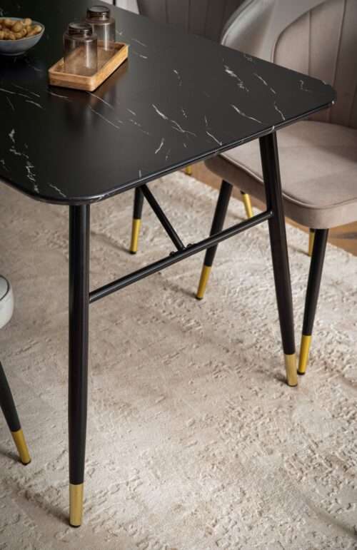 Esszimmertisch 120x60x76 cm Esstisch Schwarz in Marmor-Optik Modern Küchentisch Klein – Bild 6