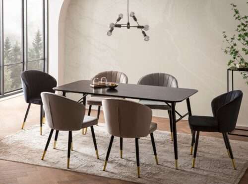 Esszimmertisch 120x60x76 cm Esstisch Schwarz in Marmor-Optik Modern Küchentisch Klein – Bild 3