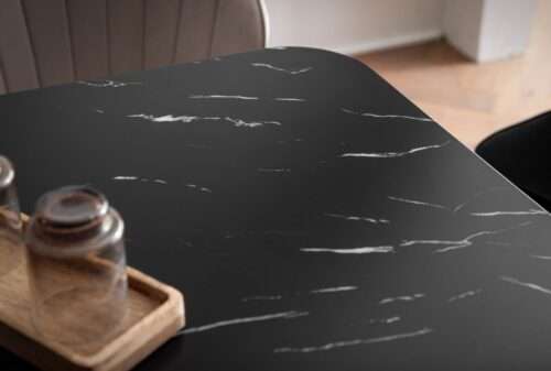 Esszimmertisch 120x60x76 cm Esstisch Schwarz in Marmor-Optik Modern Küchentisch Klein – Bild 5