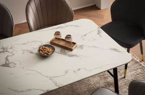 Esszimmertisch 180x90x76 cm Esstisch Weiß in Marmor-Optik Modern Küchentisch Groß – Bild 6