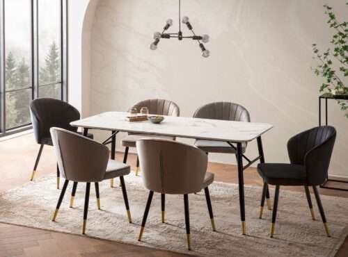 Esszimmertisch 180x90x76 cm Esstisch Weiß in Marmor-Optik Modern Küchentisch Groß – Bild 3