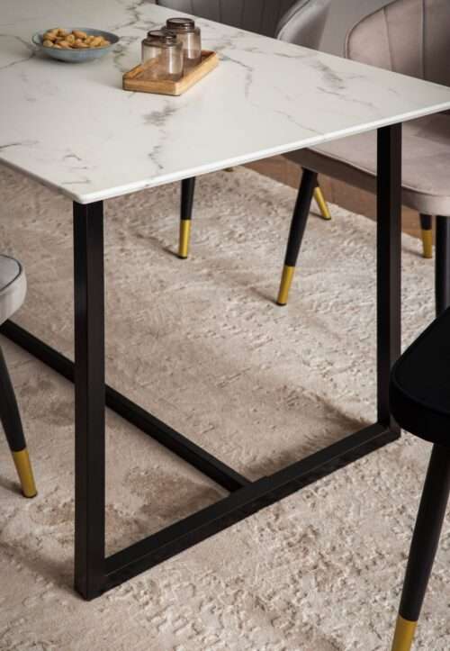Esszimmertisch 120x60x76 cm Küchentisch Weiß in Marmor-Optik Modern Esstisch Klein – Bild 6