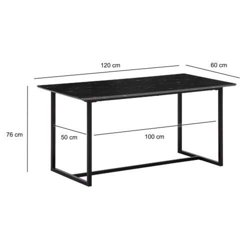 Esszimmertisch 120x60x76 cm Küchentisch Schwarz in Marmor-Optik Modern Esstisch Klein – Bild 4