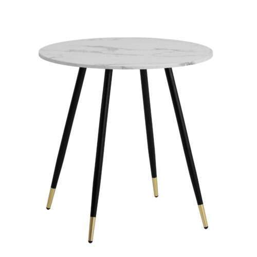Esszimmertisch 75x75x76 cm Marmor-Optik Weiß Esstisch Modern Küchentisch mit Metallbeinen