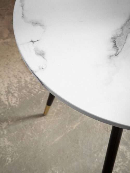 Esszimmertisch 75x75x76 cm Marmor-Optik Weiß Esstisch Modern Küchentisch mit Metallbeinen – Bild 5