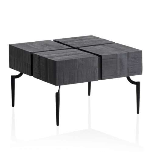 Couchtisch Mango Massivholz 60x60x40 cm Quadratisch mit Metallgestell